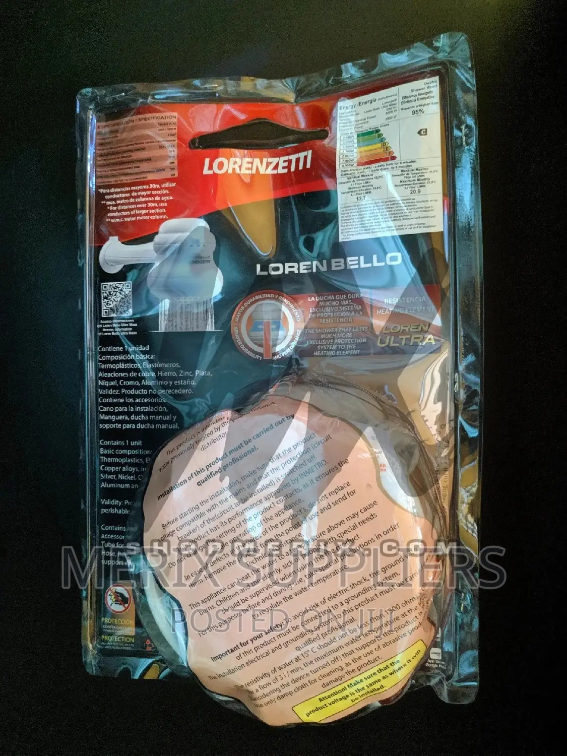 Lorenzetti Loren Bello Ultra Maxx Instant Shower Head