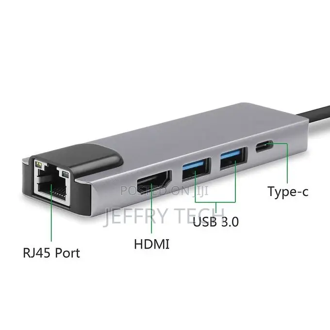 5 In 1 USB Type C Hub Hdmi 4K USB C Hub To Gigabit Ethernet