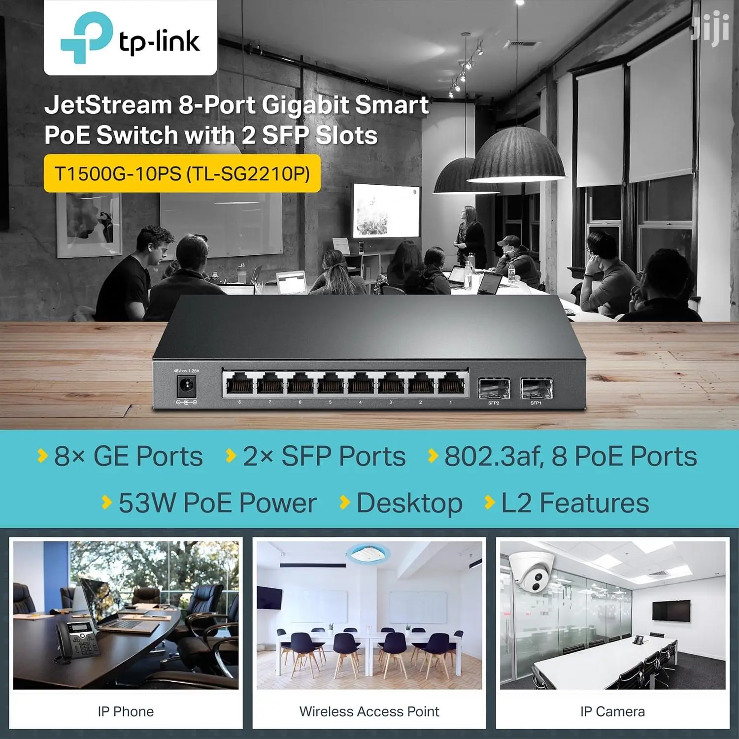 TP Link Jetstream 8-port Gigabit Poe Switch With 2 SFP Slots