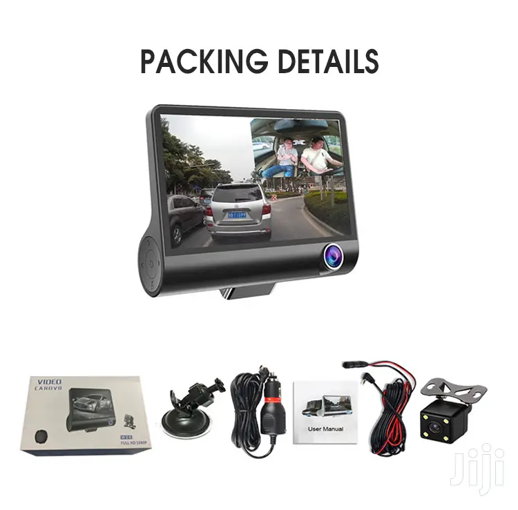 Three Cameras 4inch 3 Lens Car DVR 1080p Auto Dashcam