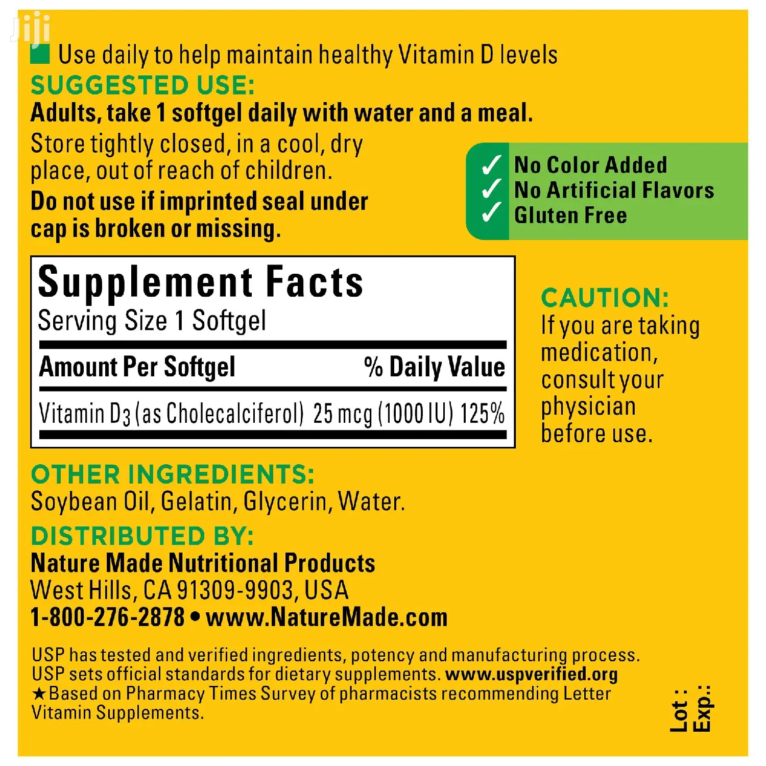 Nature Made Vitamin D3 1000 IU (25 Mcg)