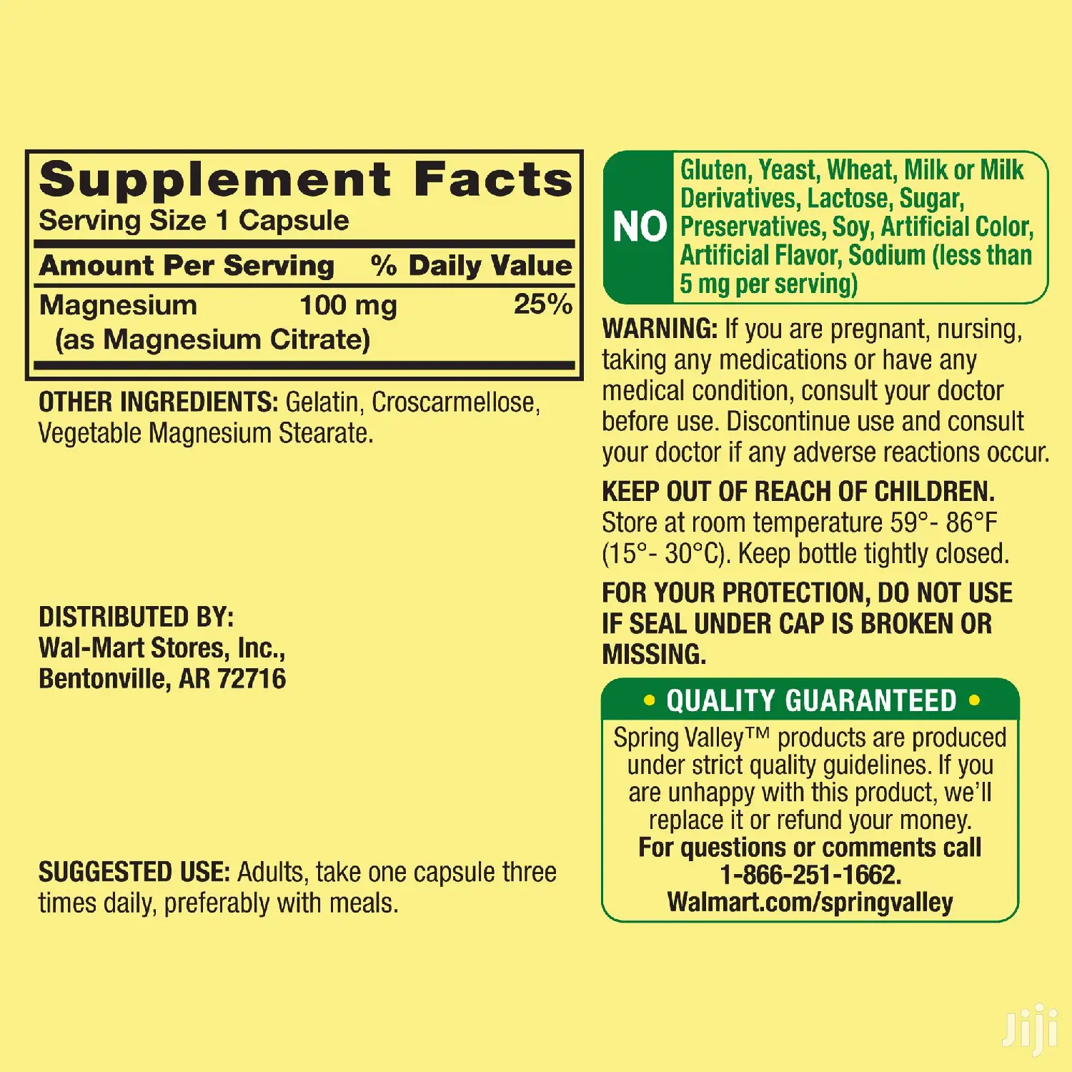 Spring Valley Magnesium Citrate Rapid Release Capsules.