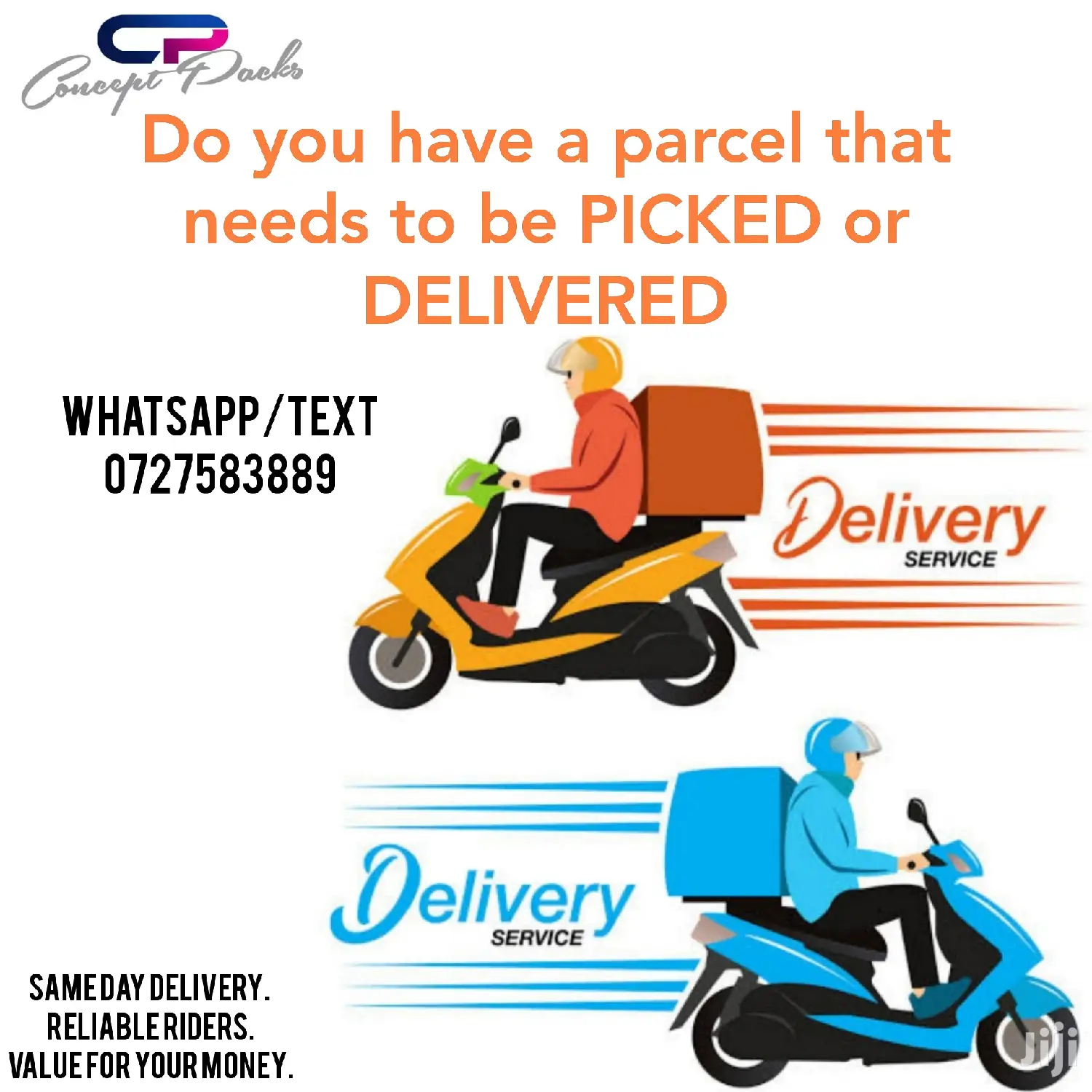 Reliable Courier Services. Delivery Or Pick Up Via Riders