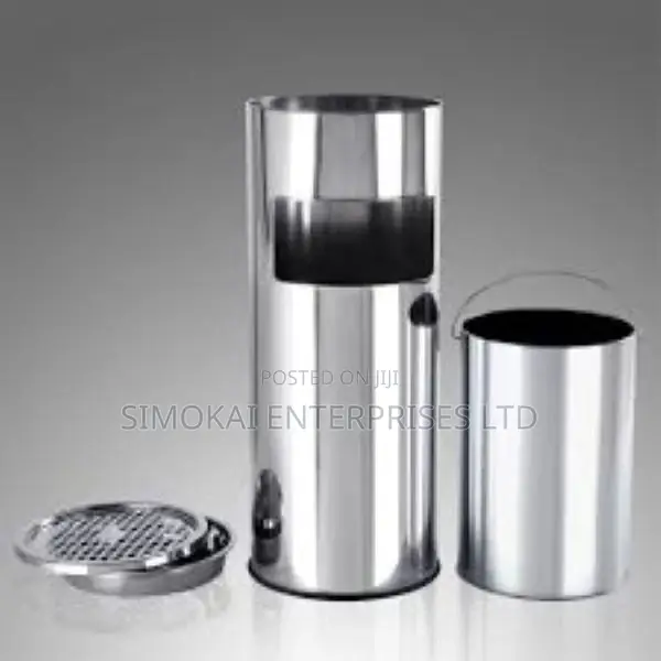 Standing Ashtray Rubbish Bin With Inner Bucket