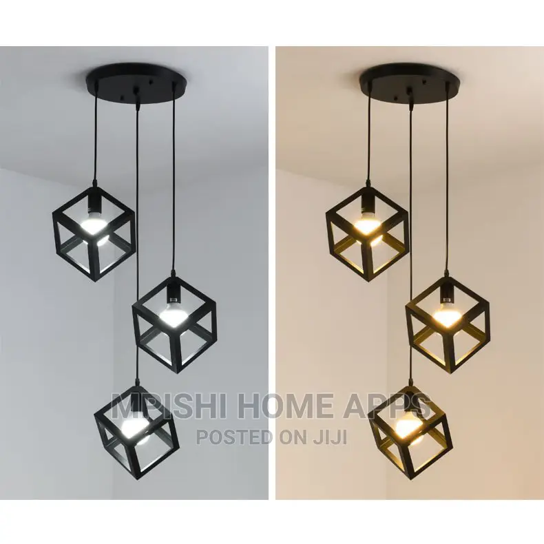 3pcs Geometric Cube Pendant Light Set