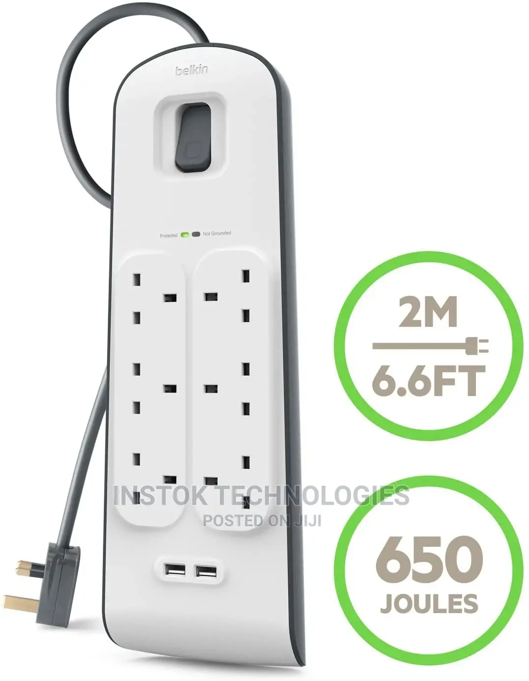 Belkin 8 Way 2 M Surge Protection Extension Cable With 2 X 2