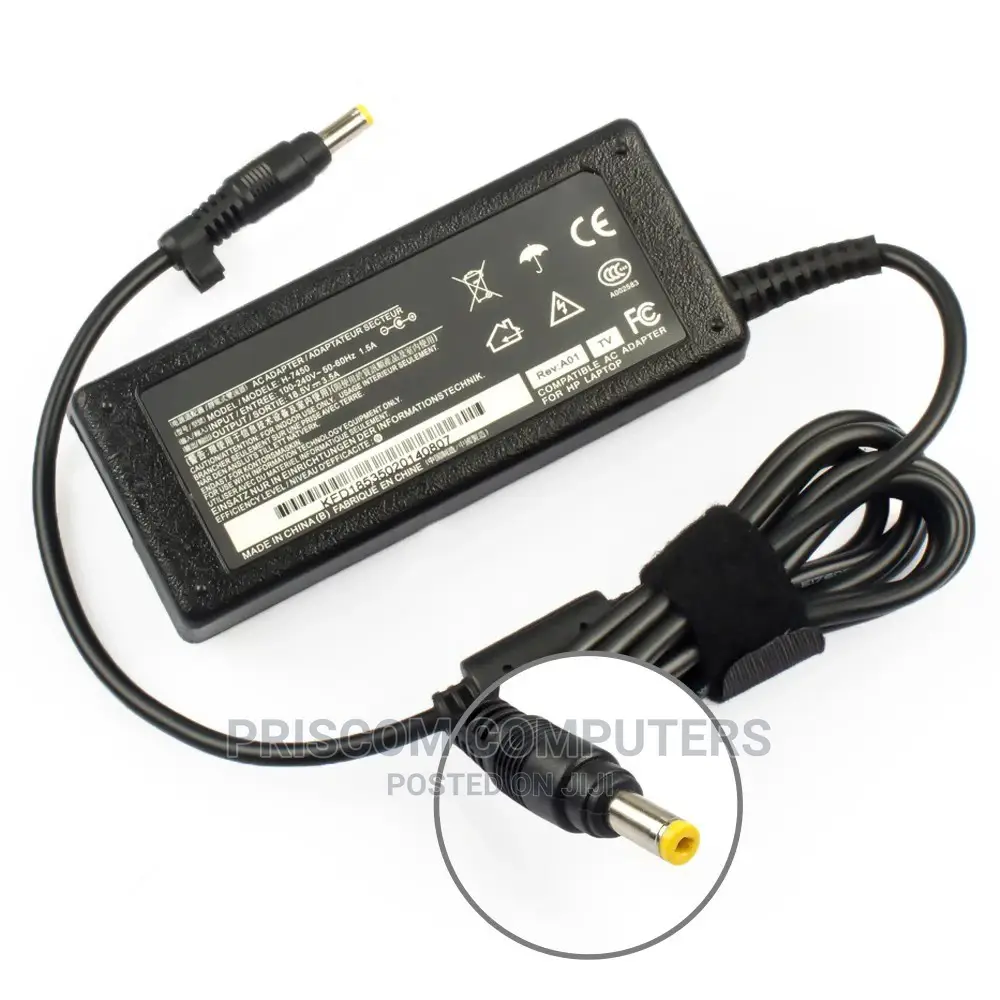 HP Laptop Charger -Yellow Pin 18.5V ,3.5A (65W)
