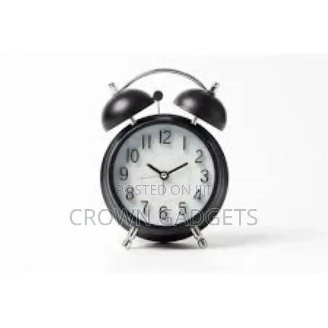 Vintage Twin Bell Copper Table Alarm Clock With Night Led