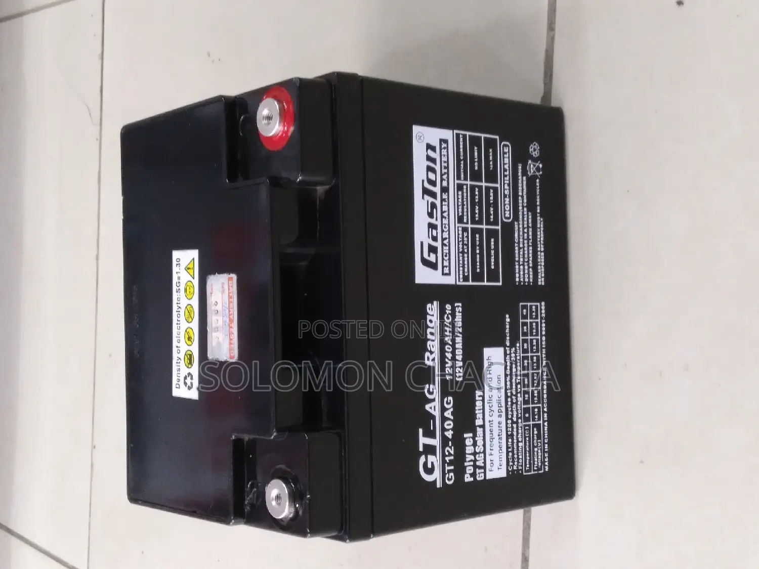 Gaston 40ah Dry Cell Solar Battery 12v