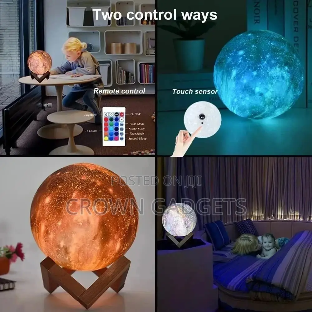 16 Colors LED Night Light 3D Print Moon Light