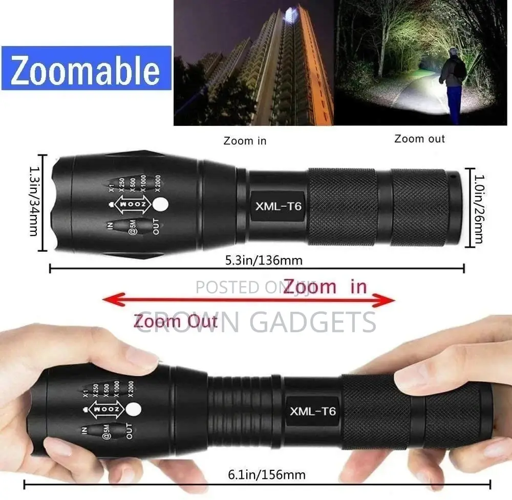 Lumen Zoomable XML-T6 LED 18650 Flashlight