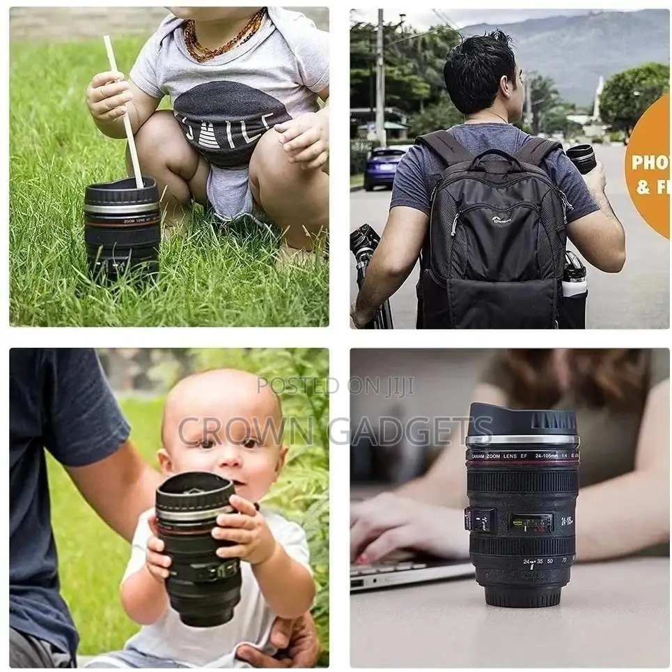 Tea Camera Lens Cup With Lid Gift White
