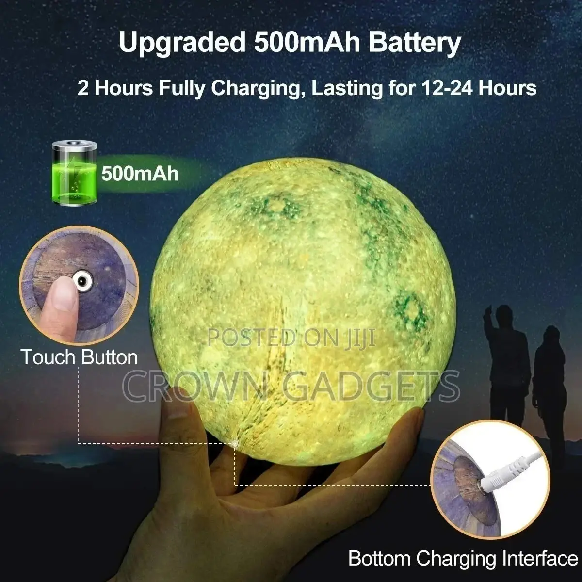Magical 3D Printed Moon Lamp Night Light 16color Change