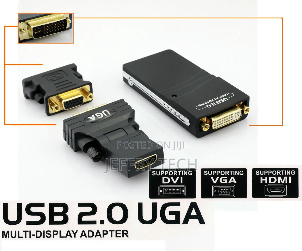 USB 2.0 to Dvi HDMI VGA Multi Display Graphic Adapter Conver