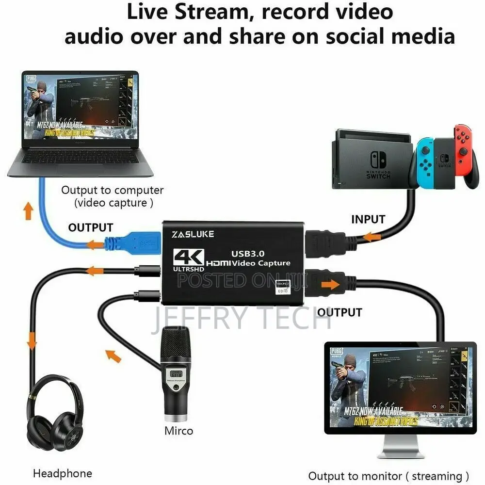 4K HDMI to USB 3.0 Video Capture Card Dongle 1080p Game Live