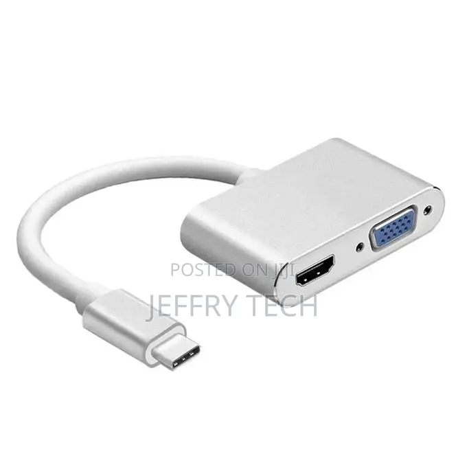 Premium 2in1 USB Type C Hub 4K HDMI VGA Display Adapter Spli