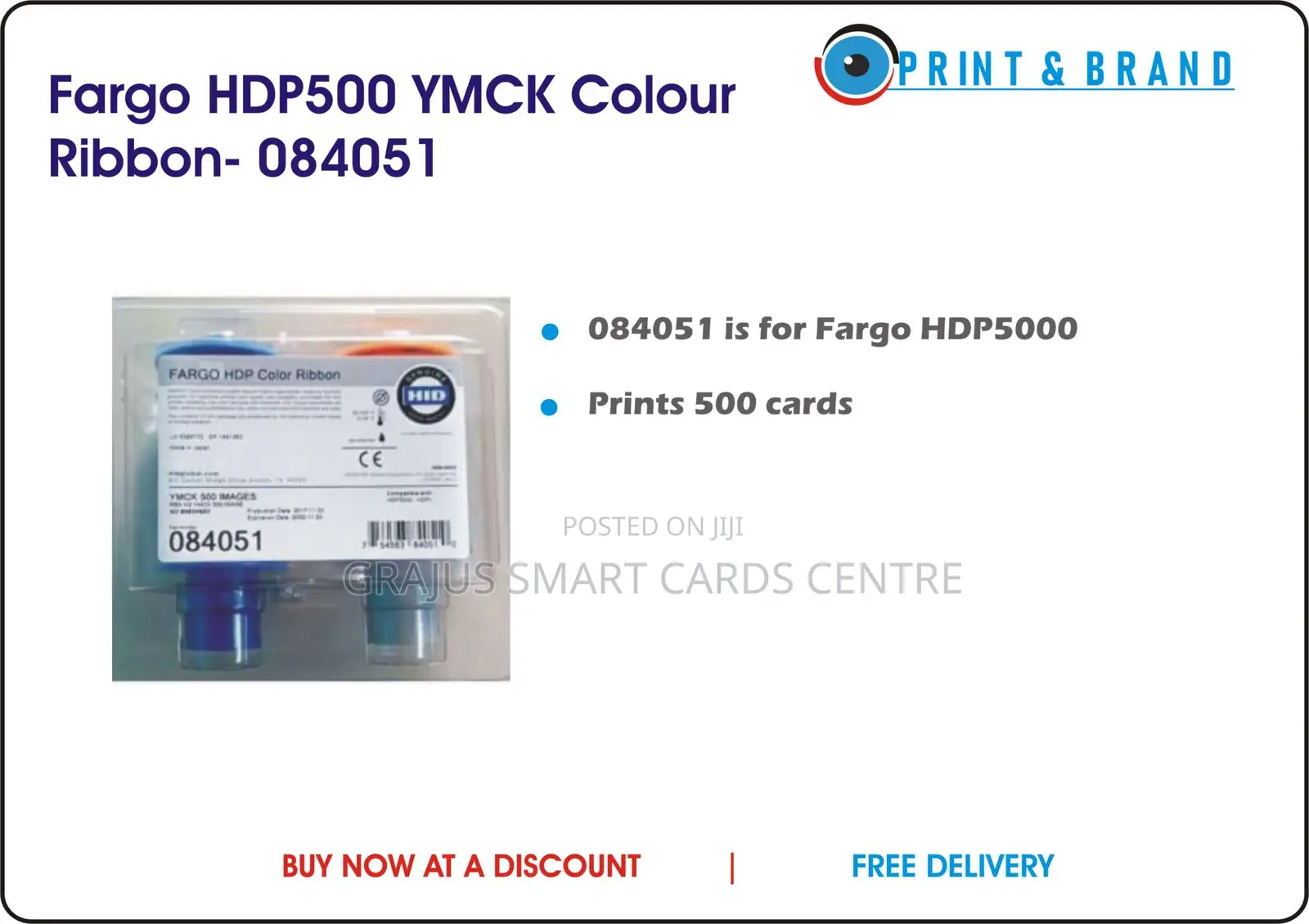 Fargo HDP5000 Ribbon 084051- Prints 500 Cards