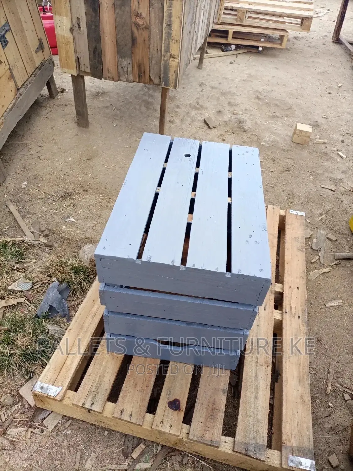 Grey Wooden Crate