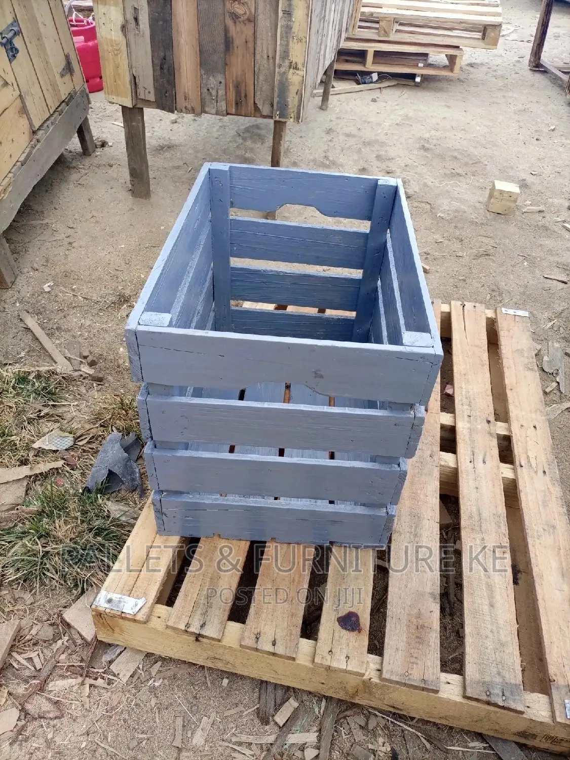 Grey Wooden Crate