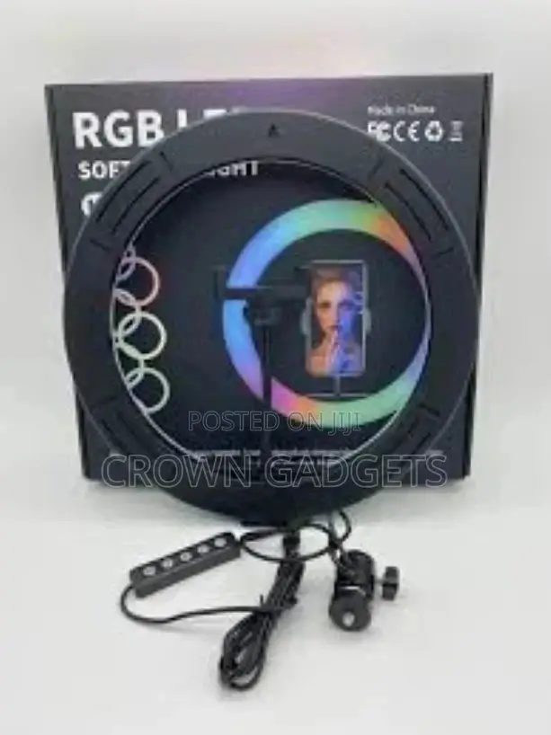 MJ33 33cm 13-Inch RGB LED Ring Light With Phone Clip Phone V