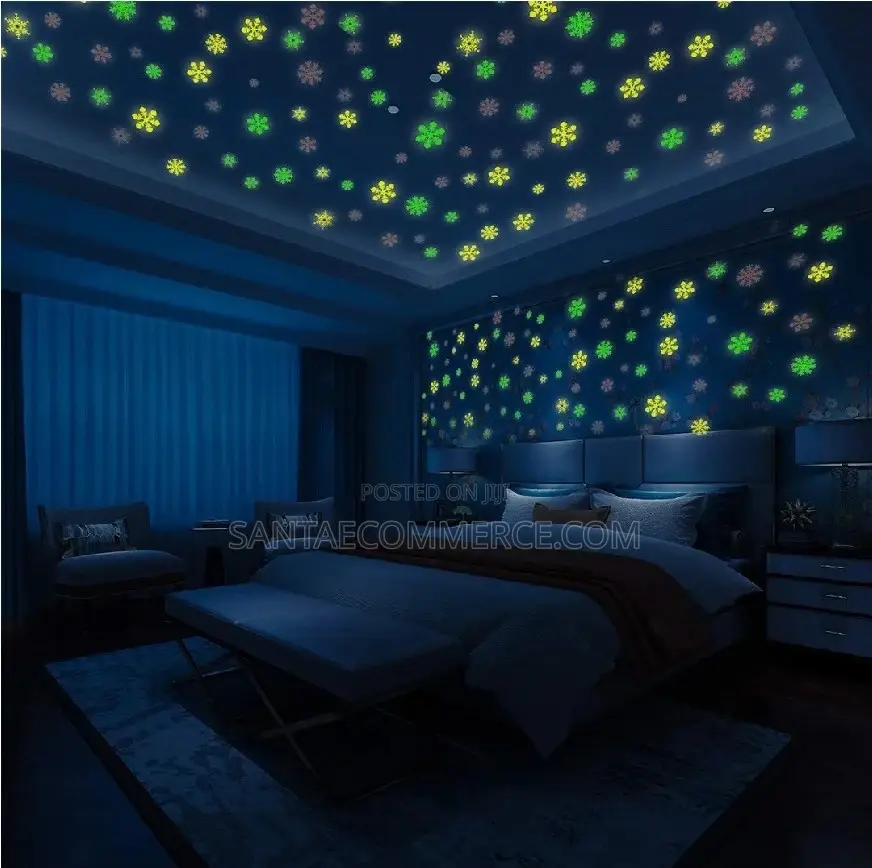 Glow In The Dark Luminous Snow Flakes Wall Stickers - White
