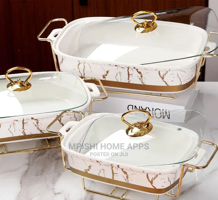 3pcs Rectangular Ceramic Food Warmers