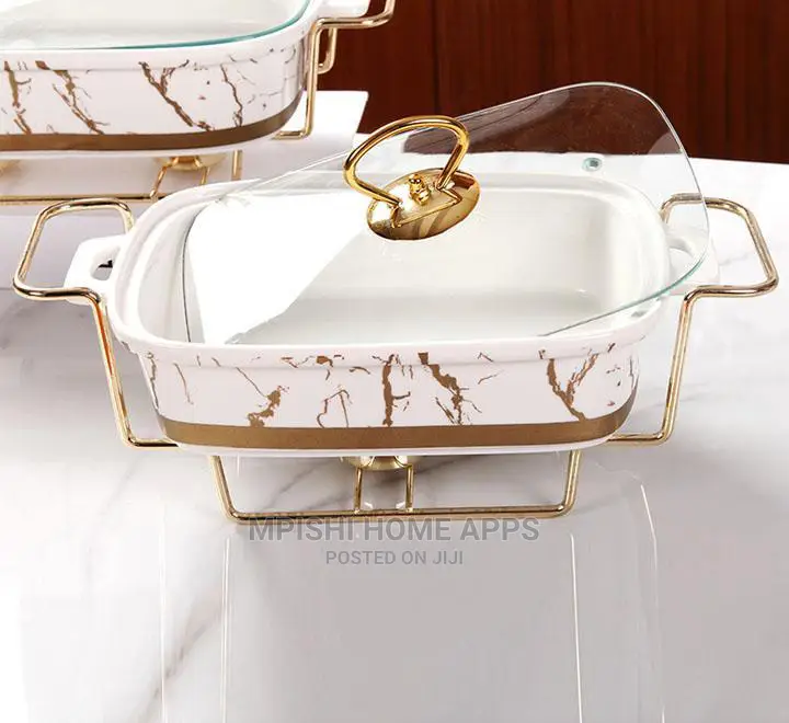 3pcs Rectangular Ceramic Food Warmers