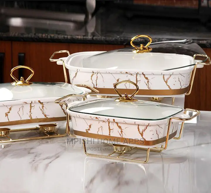 3pcs Rectangular Ceramic Food Warmers