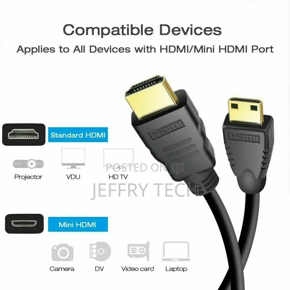 Mini Cable HDMI Male to HDMI Male Local Network Ethernet 1M