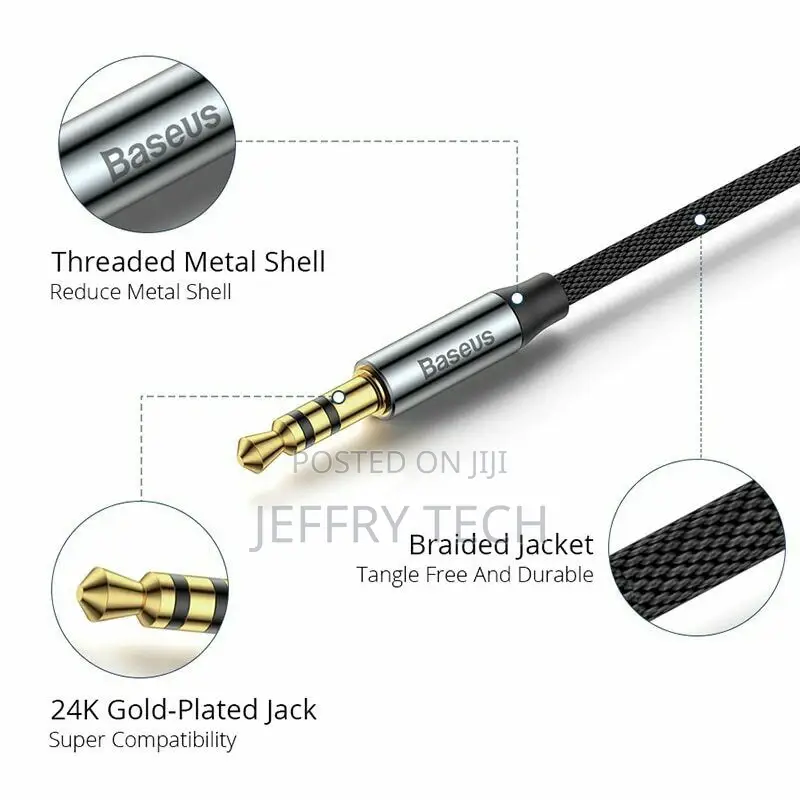 Baseus 3.5mm AUX Auxiliary Jack Cord Male to Male Stereo Aud