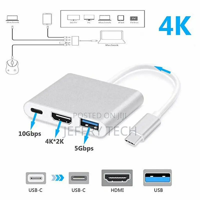 3 Adapter USB Type C Hub to HDMI 4K Support Samsung Dex Dock