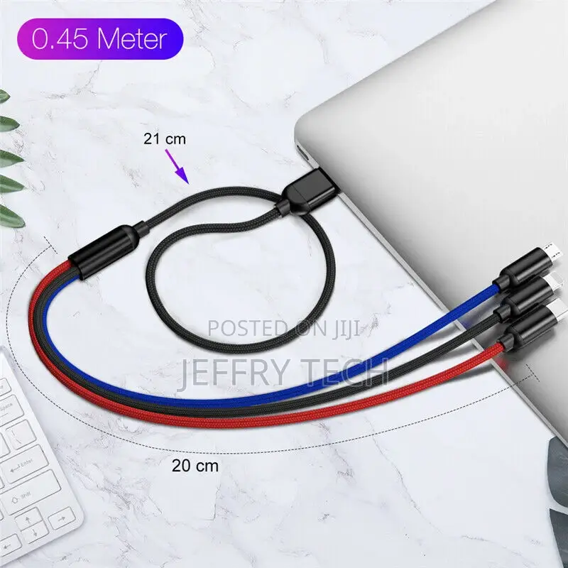 3in1 Charger USB Charging Cable for iPhone Type C Micro USB