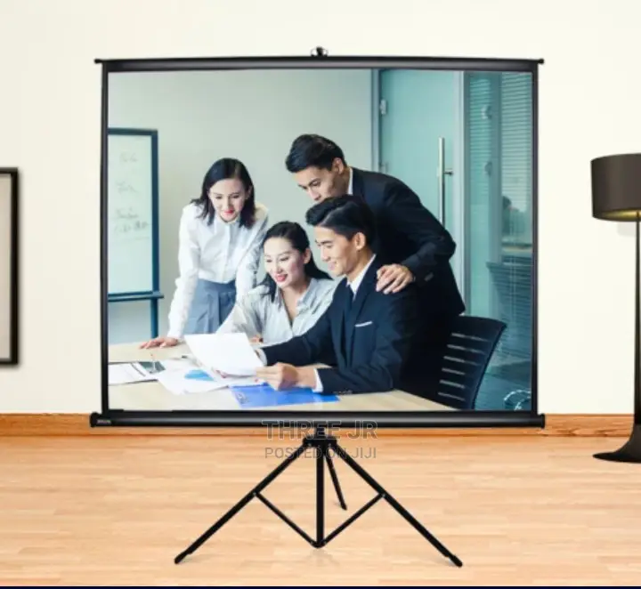 The Portable Projection Screen Is Easy to Move and Set Up