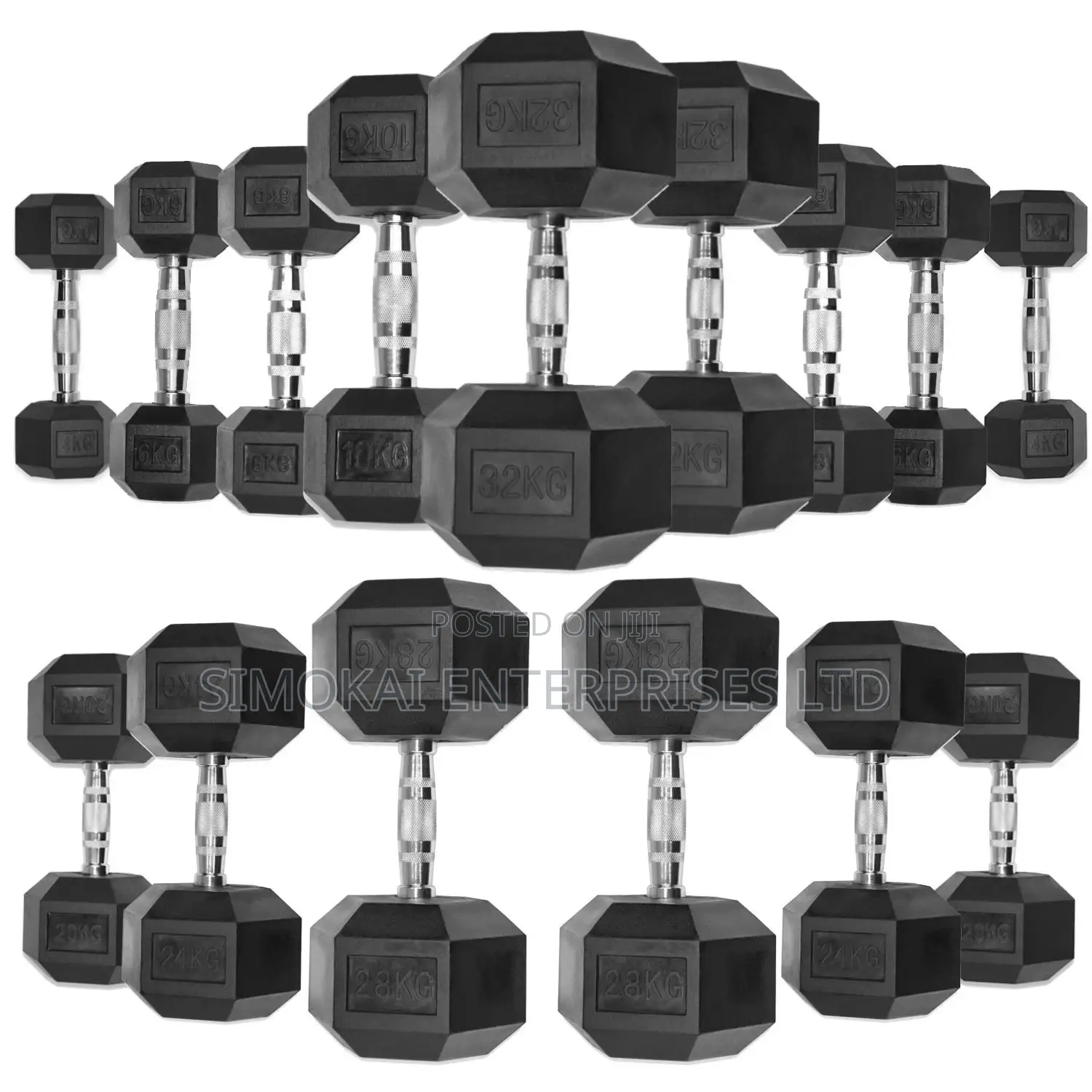 Rubbery Hex Dumbbells