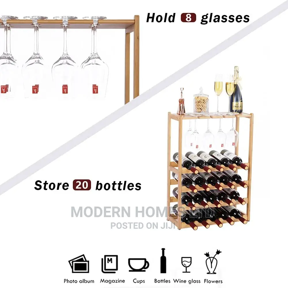 5-Tier Wine Rack With Glass Holder