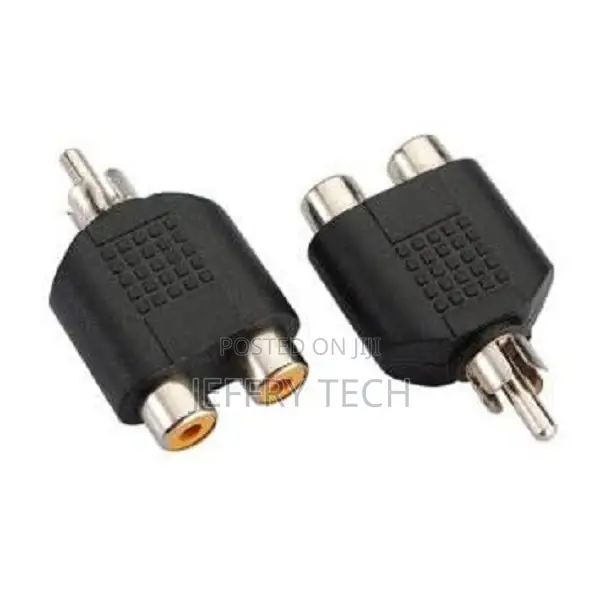 2x Rca Av Audio Splitter Adapter - 1 Male - 2 Female - Black