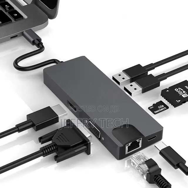 USB C HUB on 4K HDMI 8 in 1 Adapter USB SD/Micro SD Ethernet
