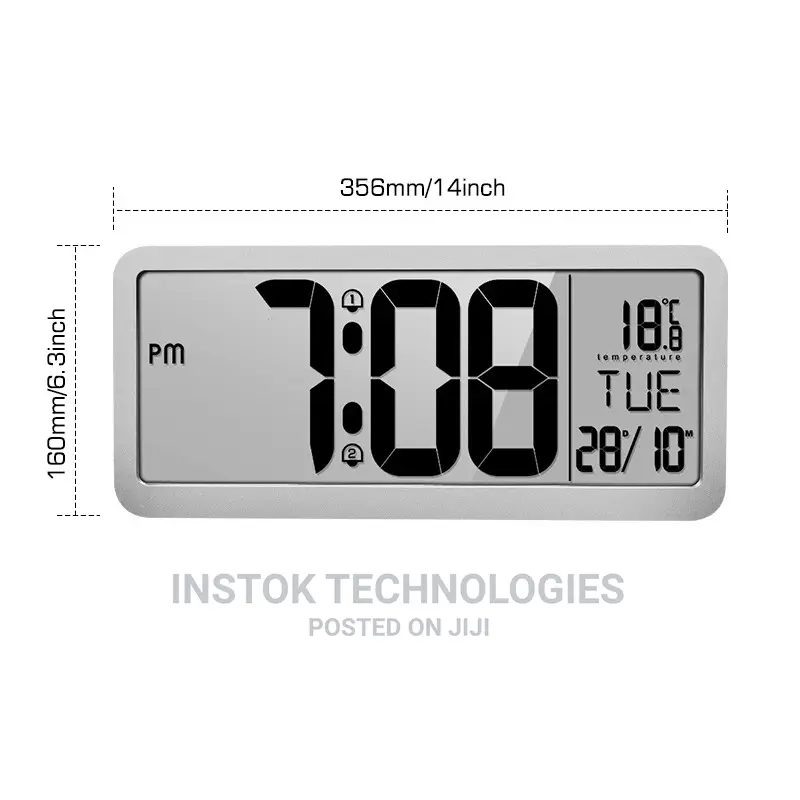 14 Inch LCD Digital Wall Alarm Clock Large With Dual Alarm