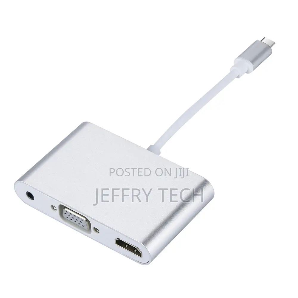 USB Type C to HDMI VGA 3.5mm Audio Hub 3 in 1 Multiport Adap