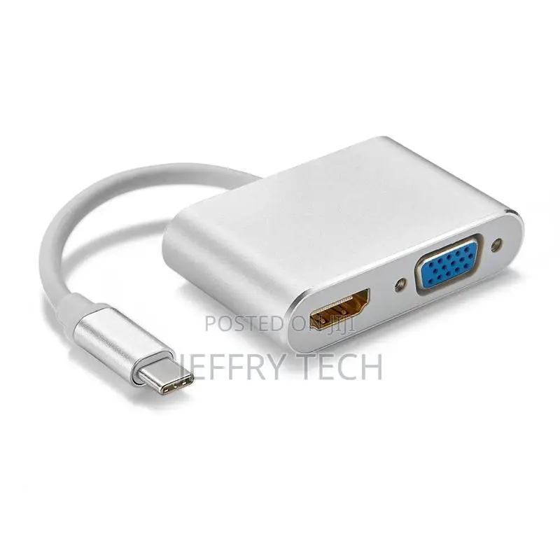 Type C USB C to HDMI VGA 2 in 1 1080P Adapter Support 4K*2K