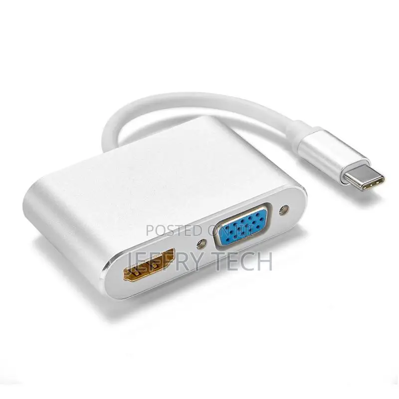 Type C USB C to HDMI VGA 2 in 1 1080P Adapter Support 4K*2K