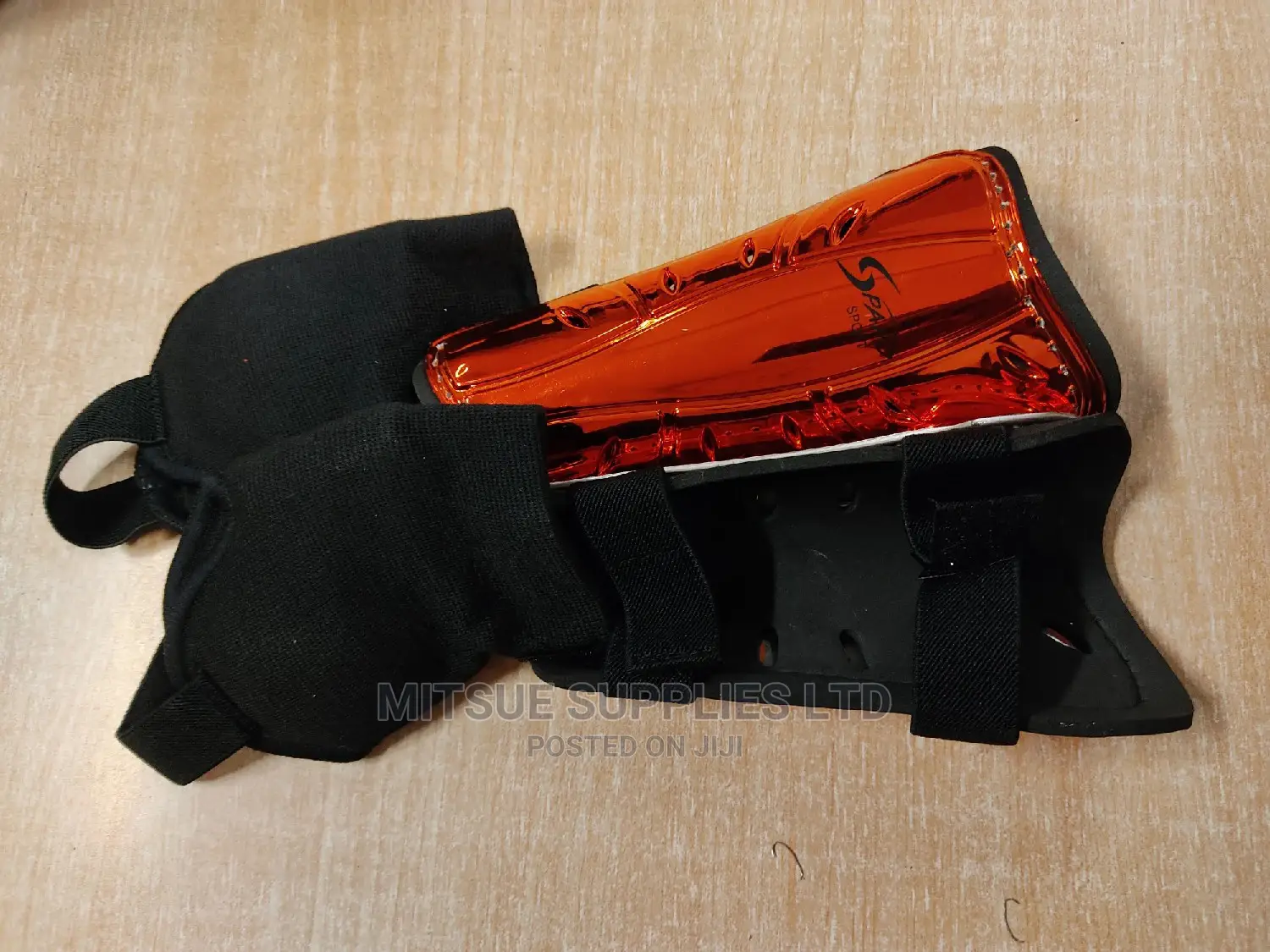 Football Hockey Shin Guard With Anklet Orange-Code 6860