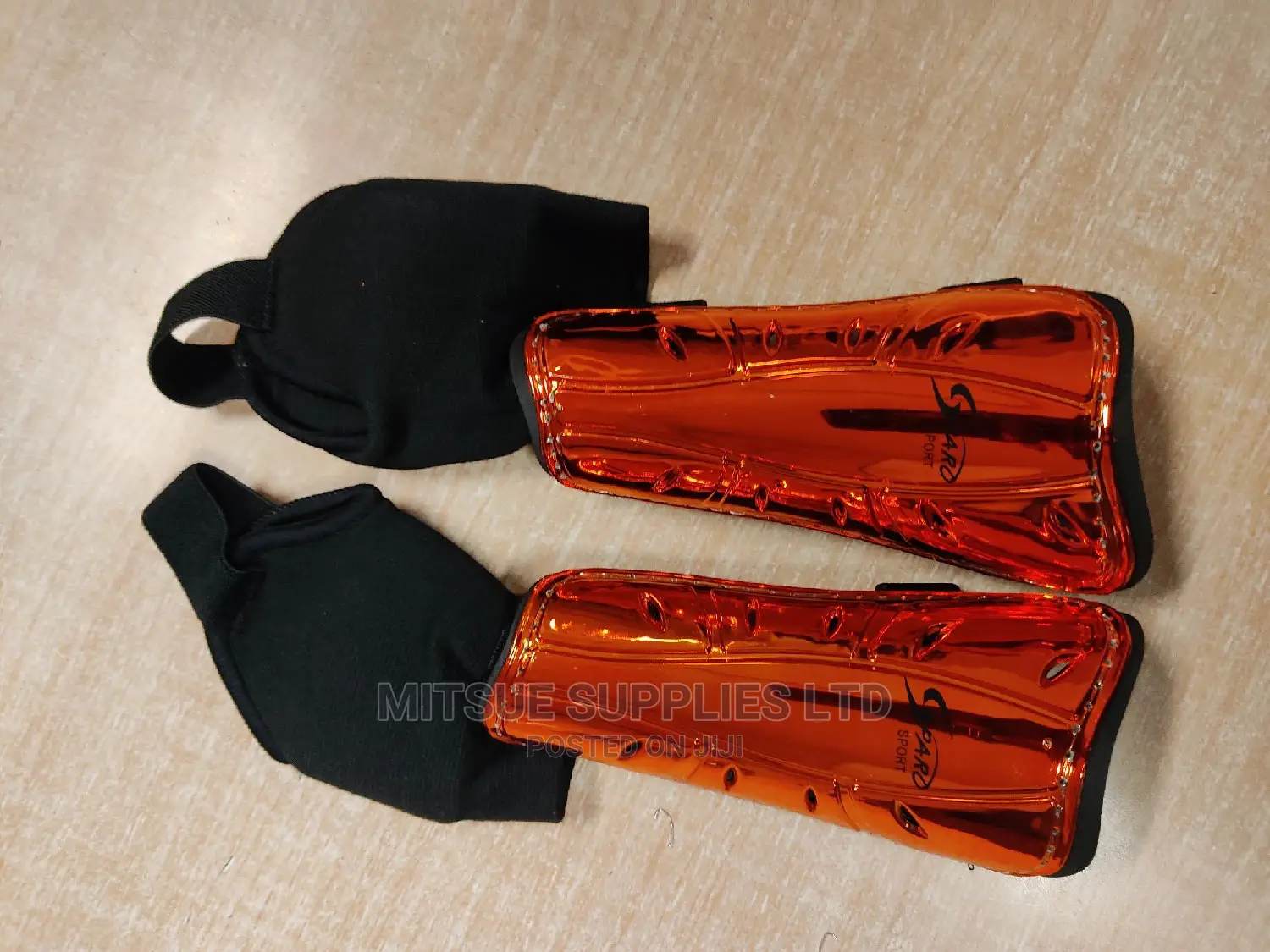 Football Hockey Shin Guard With Anklet Orange-Code 6860