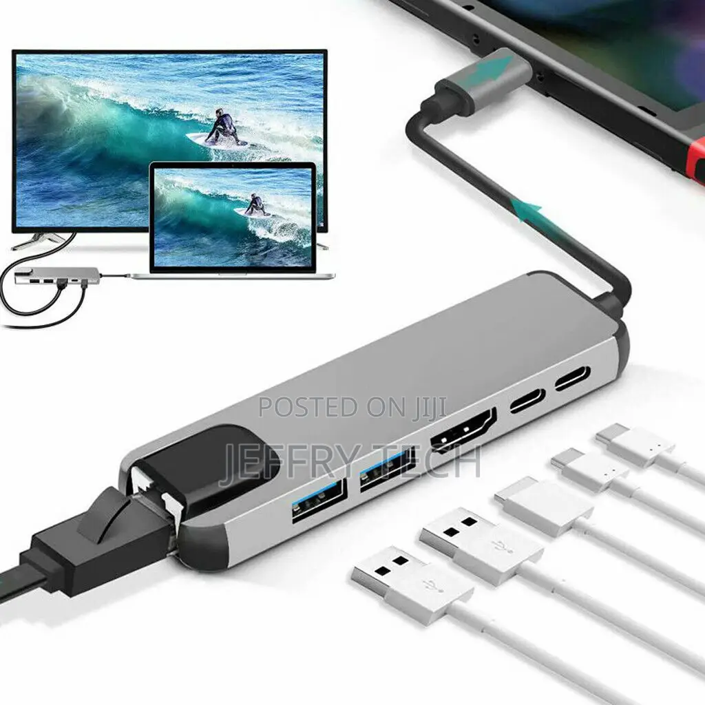 USB Type C Hub Adapter Dock 4K HDMI PD Ethernet Adapter For