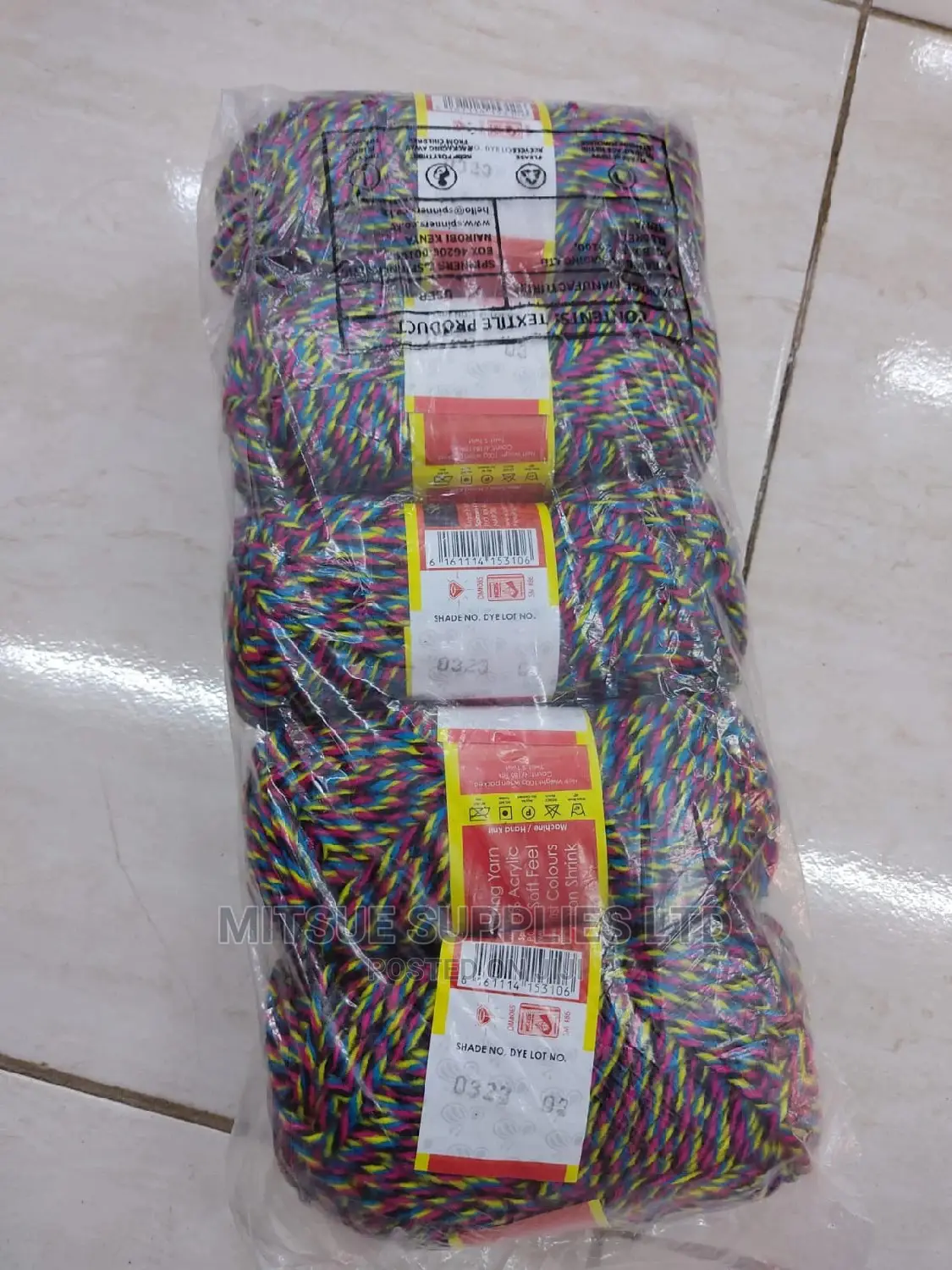 5 Yellow, Pink, Blue Black Rainbow Chunky Knitting Yarn