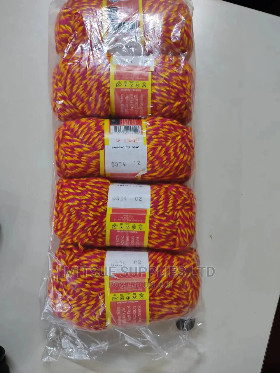 5 Red, Orange, Yellow and Pink Chunky Rainbow Knitting Yarn