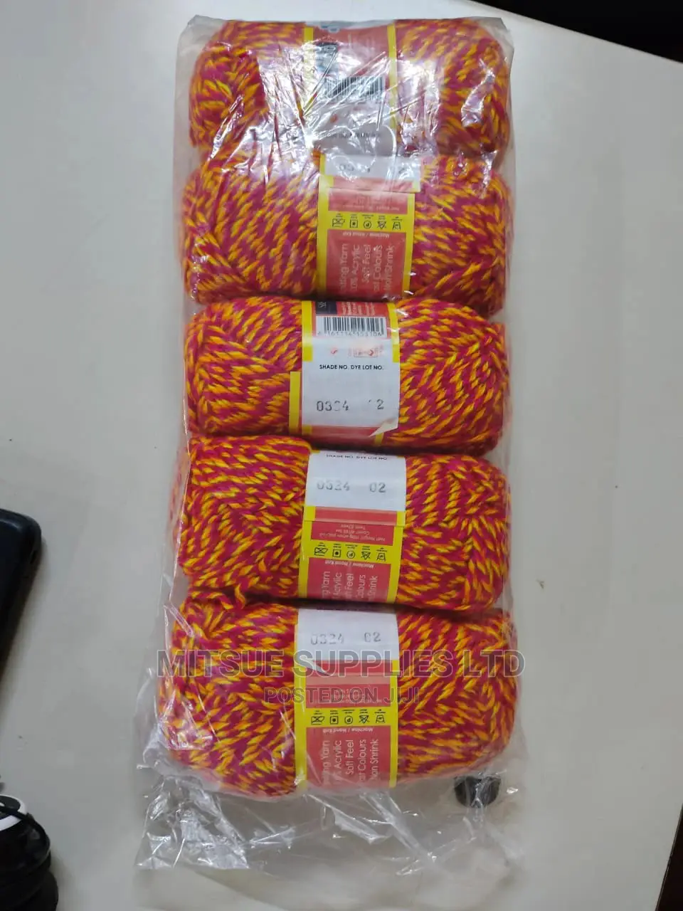 5 Red, Orange, Yellow and Pink Chunky Rainbow Knitting Yarn