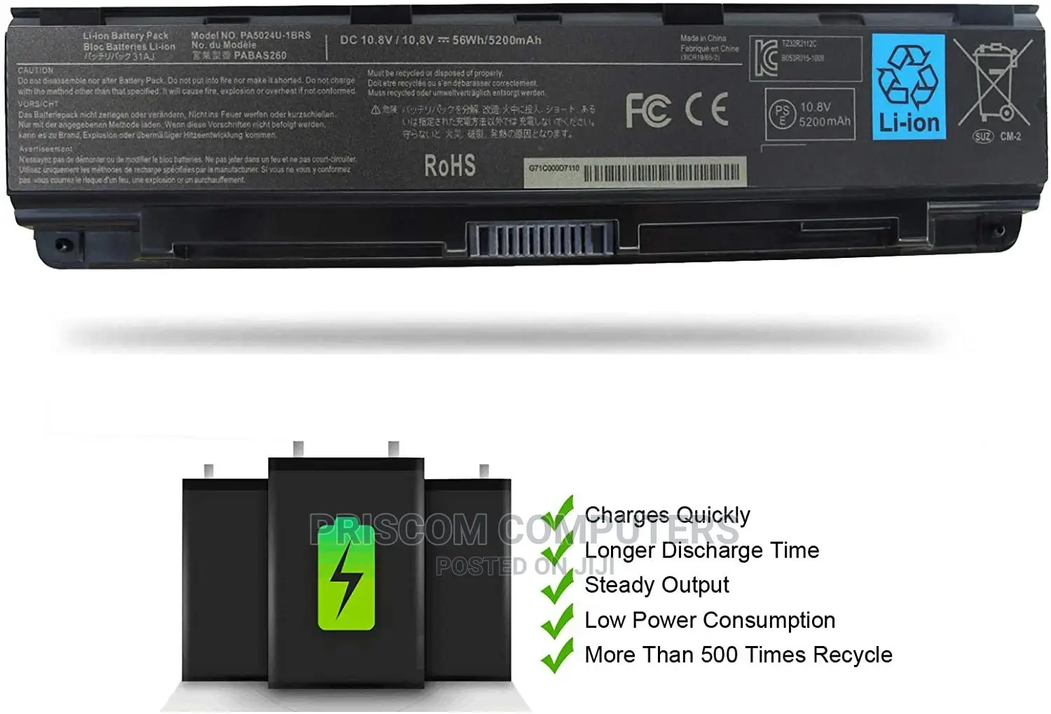 Toshiba Laptop Battery PA5024U-1 Brs For C850, C855D, C875