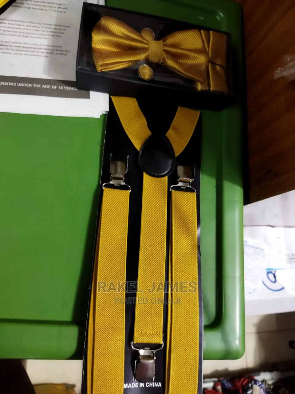 Gold Suspender and a Gold Bowtie