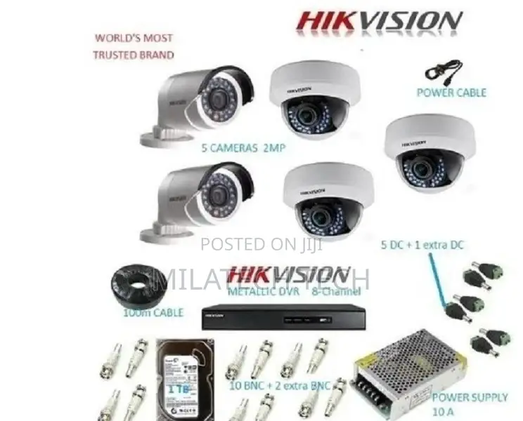 Hik Vision 5 CCTV Camera Full KIT 2mp (1080px)100M Cable
